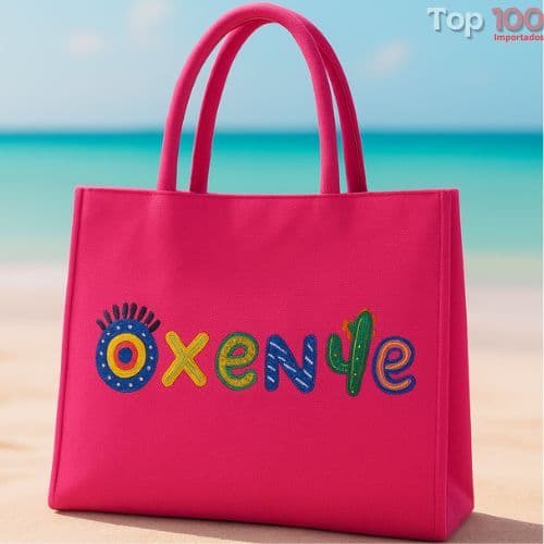 Bolsa de Praia em Lona Oxente com Nécessaire Pequena Verão Feminina / KD-24
