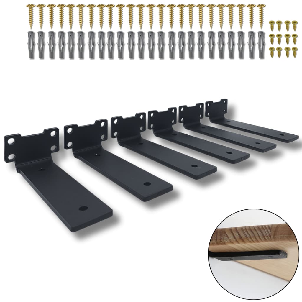 6 Suportes Mão Francesa Cantoneira Aço Durável 15cm Fixação de Parede Estilo Moderno Decorativo