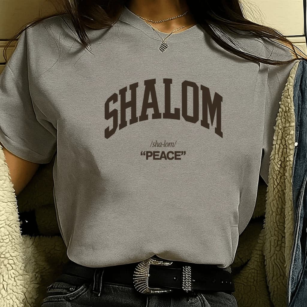 Camiseta Feminina confortável Estilosa Estampada Shalom 100% Algodão