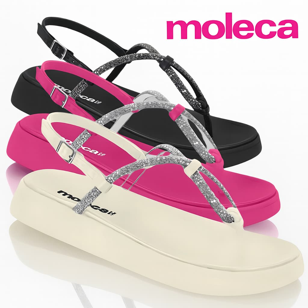 Sandalia Moleca Original Feminina Papete Birken Flat Chinelo Chinela Strass Slide Rasteira