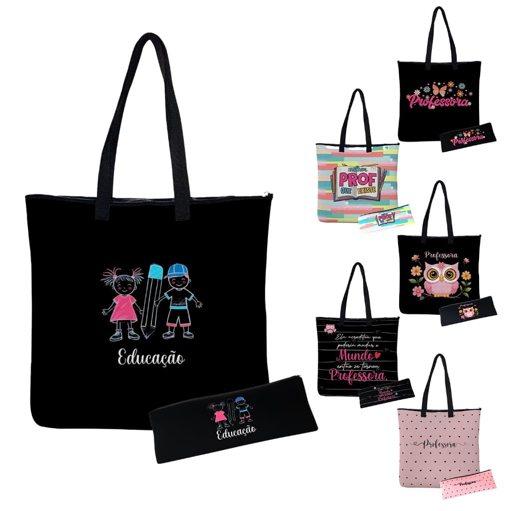 Bolsa Tiracolo em Neoprene Alça Fita Feminina c/ Estojo Slim Presente Professora Dia dos Professores Educador Lembrança