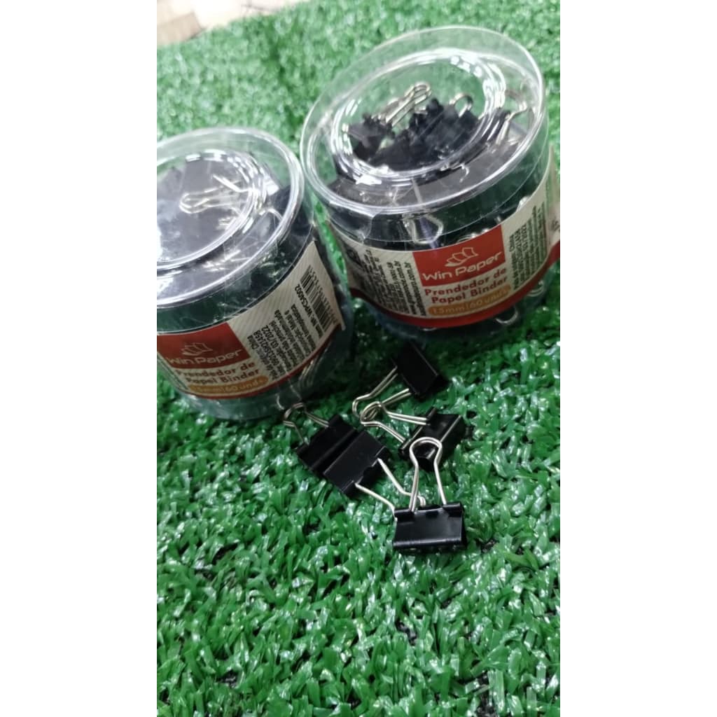 2 Caixinhas de Prendedor de Papel Binder Clip 15mm Preto com 60 Unidades Cada Win Paper