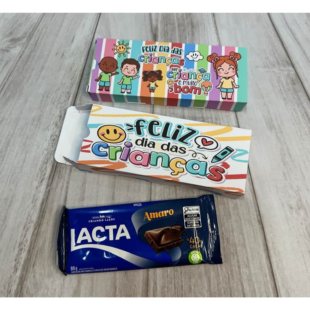 20 Caixas para Tablet de Chocolate 80 g Lembrancinha Infantil Tema Feliz Dia Das Crianças