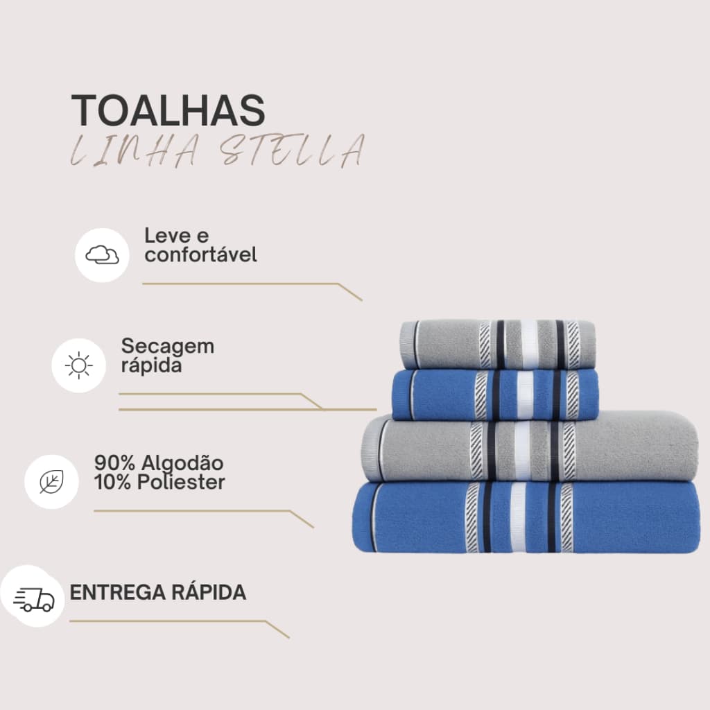 Kit 3 Toalha Banho Gigante Macia 127 x 60 cm Alta Absorção