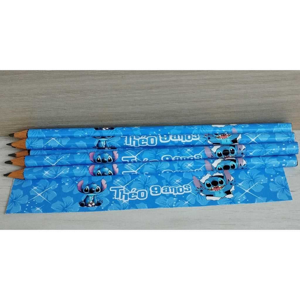 35 lápis  lembrancinha  personalizado stitch menino