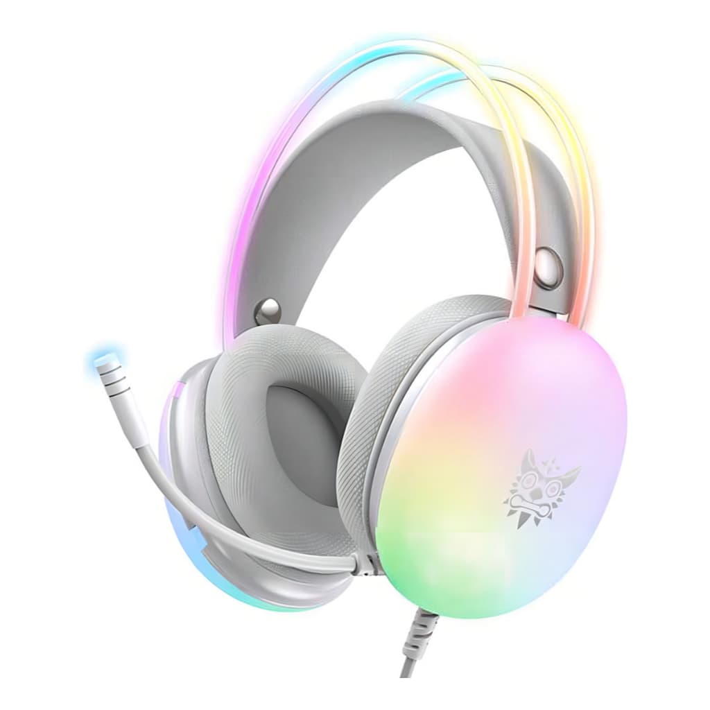 Headset Gamer Profissional Onikuma X25 Branco Over-ear Compatível Com Ps4/ps5/xbox/one/series/pc Luz Led Rgb Plug 3.5mm