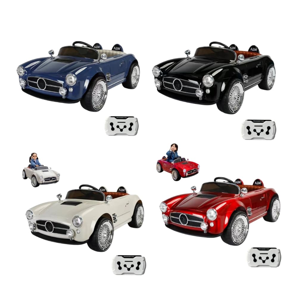 Mini Carro Elétrico Infantil Retrô 12V Vermelho,Cinza,Azul e Preto Importway