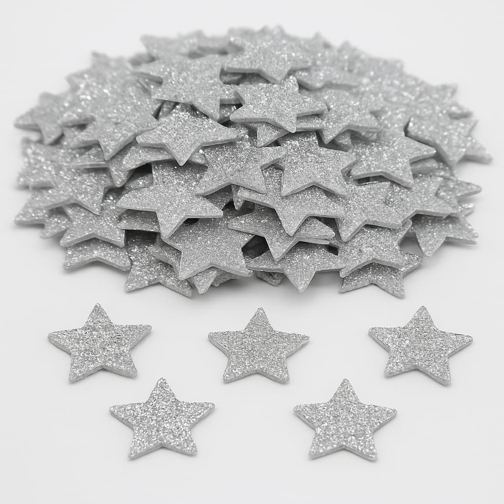 Aplique Estrela Eva Glitter Prata Decoração Natal Diversos Tamanhos