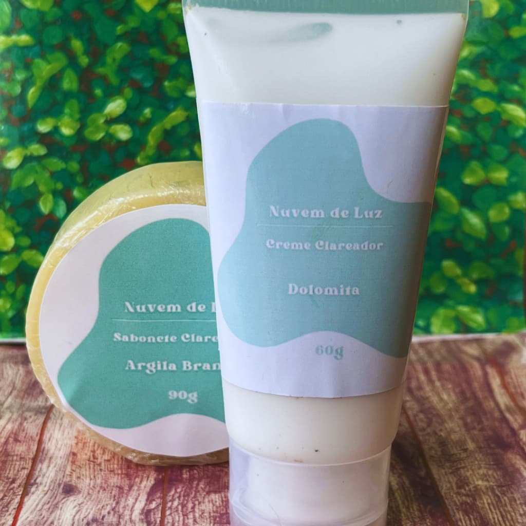 Kit Clareador Nuvem de Luz- Sabonete de Argila Branca + Creme de Dolomita | XÔ manchas| XÔ Poros | Envio em 24 horas