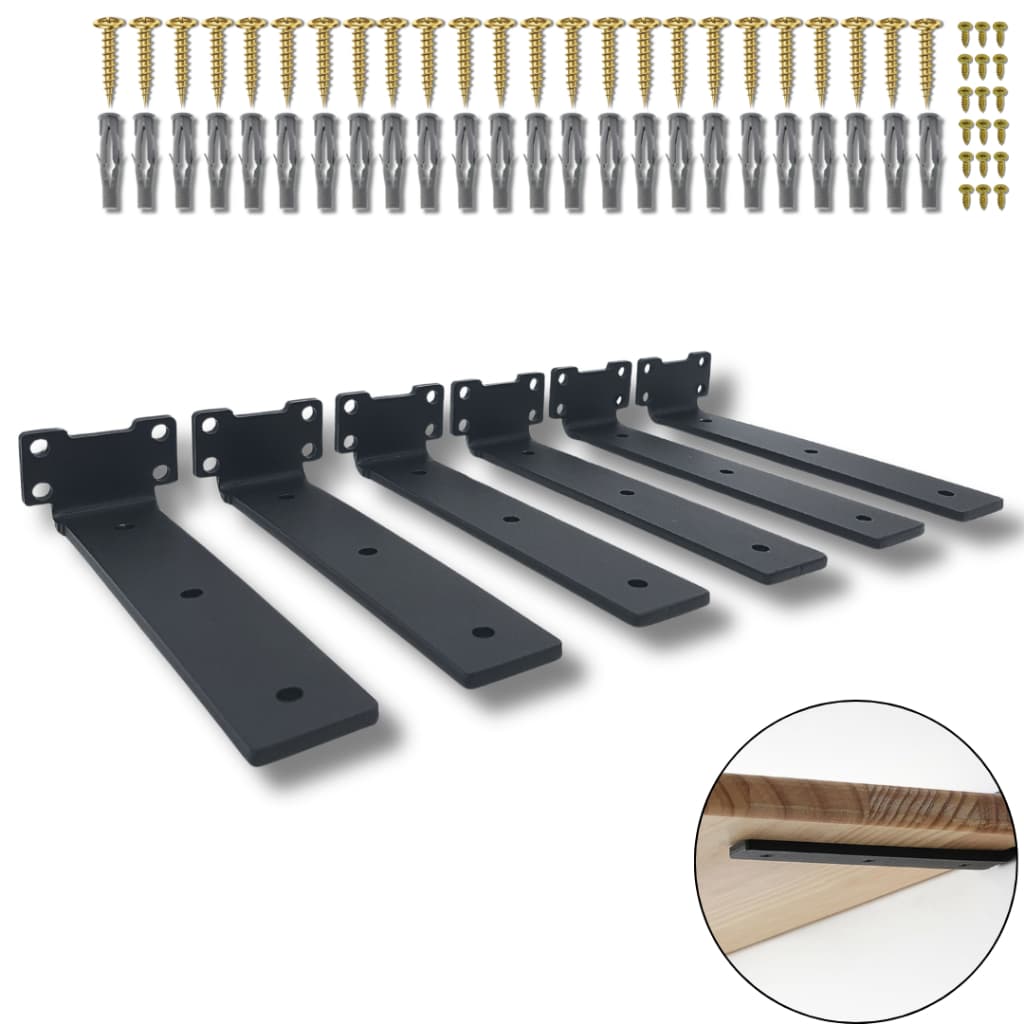 Kit 6 Suportes Mão Francesa 20cm Para Prateleira Design Embutido Acabamento Alta Durabilidade