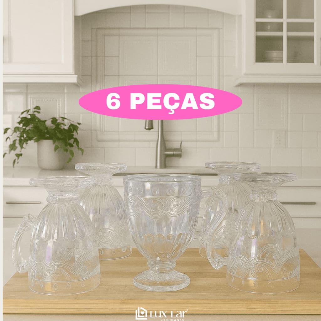 Jogo de Xicaras para Café Chá Capuccino Caneca Vidro 6 peças Furta Cor Milão Rainbow