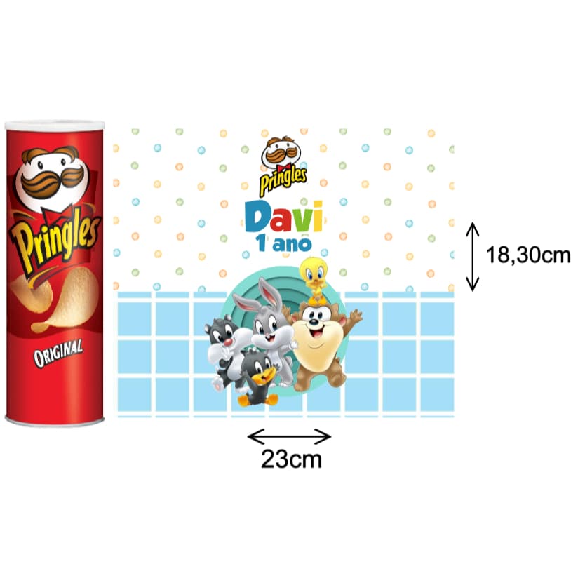 Rótulo adesivo para Batata Pringles grande 104g - fazemos qualquer tema