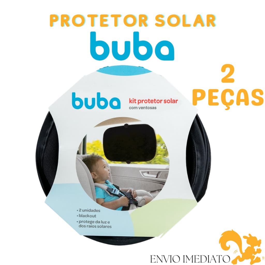 Kit Com 2 Protetor Solar quebra sol Infantil Para Carro Buba Com Ventosa Protege Sol