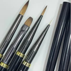 Kit com4 Unid De Pincel De Unha Caneta De Terapia Leve Com Haste De metal Preto