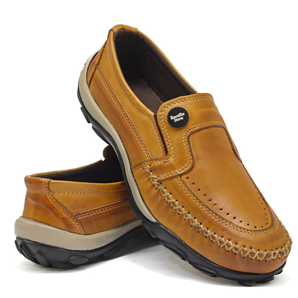 Sapatilha Mocassim Masculina todo em Couro Legítimo Whisky - 2020