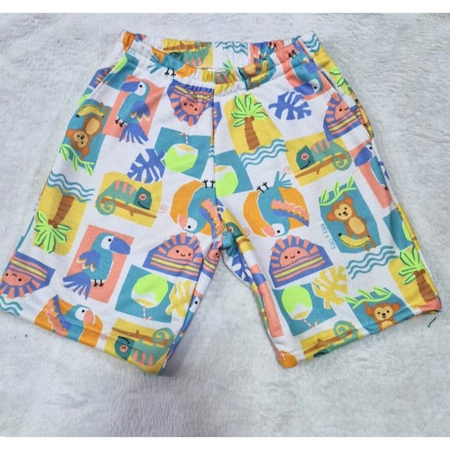 Short Infantil Menino Bermuda com Bolso Verão Estampado Algodão Tamanho 1 ao 10
