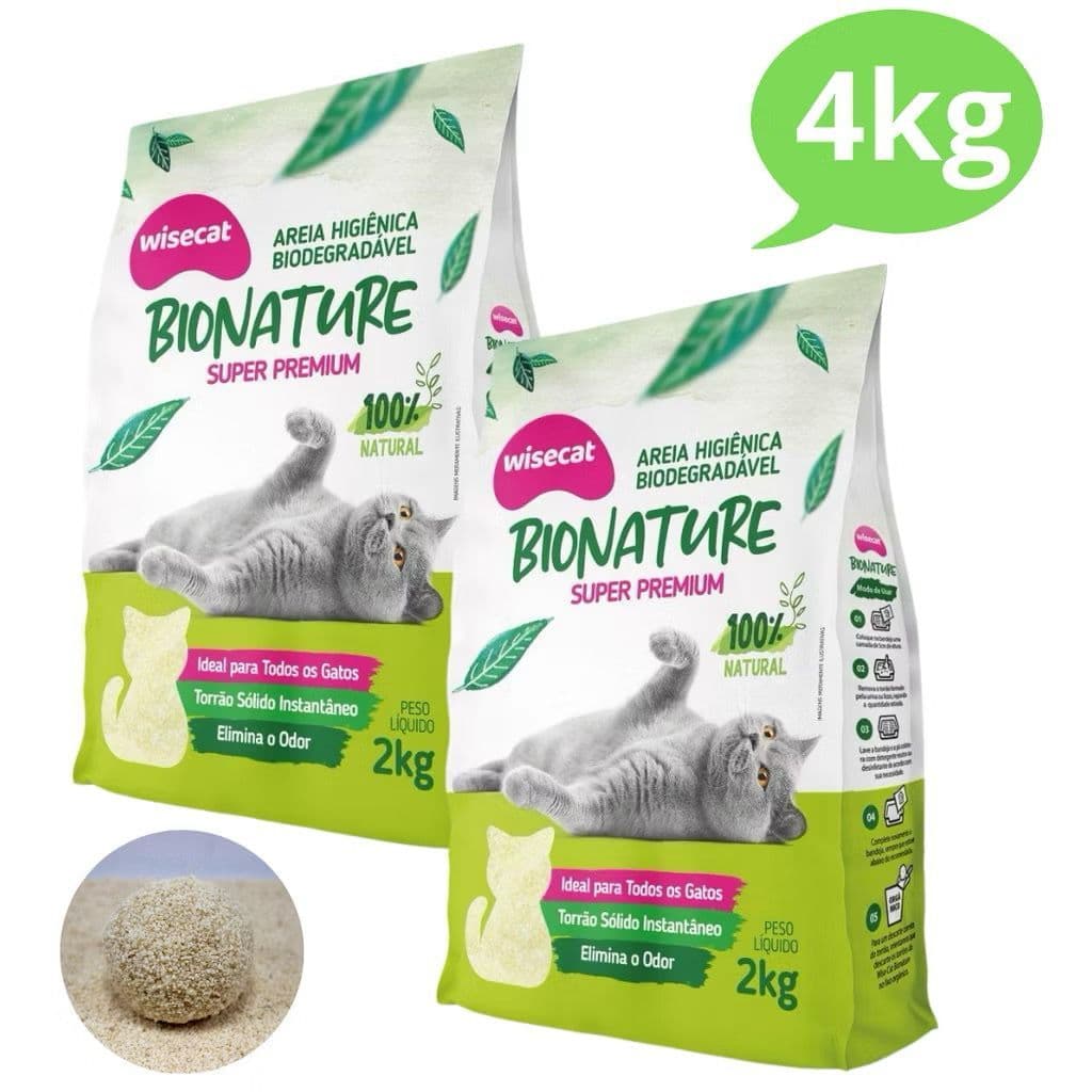 Kit 2kg  4kg 6kg  Areia Sanitária De Mandioca Granulado Para Gatos Biodegradável Wisecat