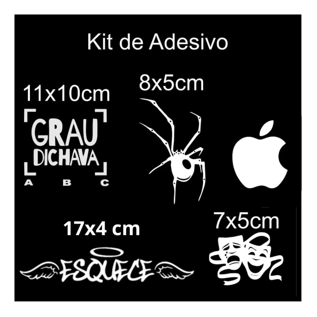 Adesivos PRETO/BRANCO para motos carros e bicicletas -  esquece, chora agora ri depois, aranha, maça MEDIDAS NAS FOTOS