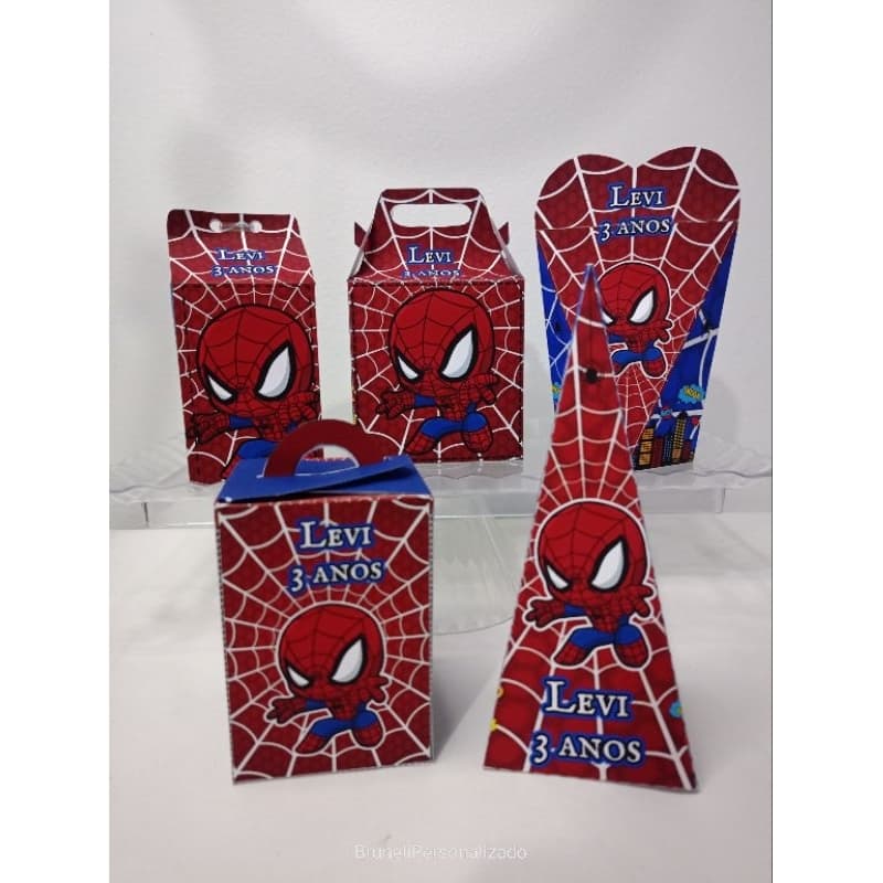 Kit pegue e monte/ caixinhas guloseimas festa em casa homem aranha