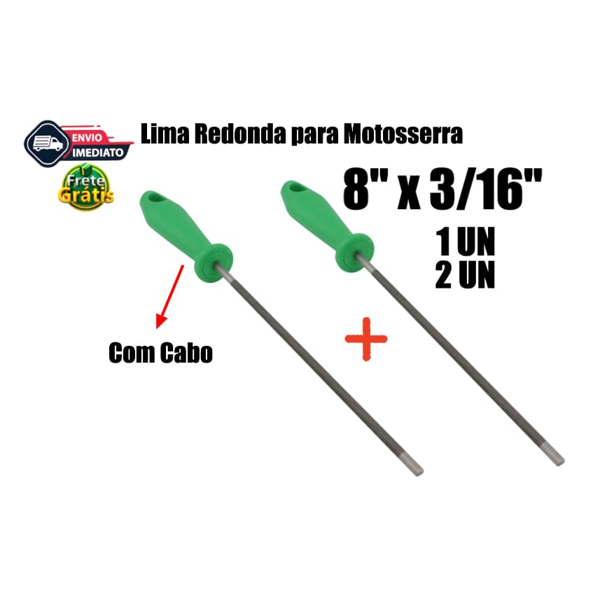 Lima redonda para corrente de motosserra com cabo 8" x 3/16" K&F
