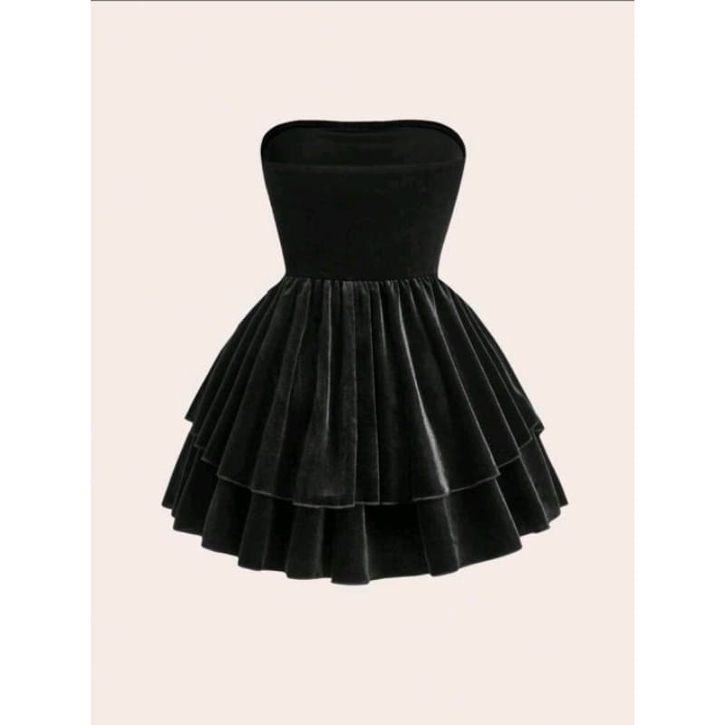EZwear Vestido Mini Bustier de Veludo Elegante, Verão