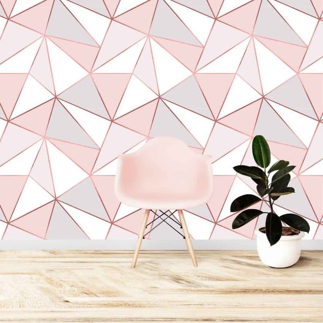 Papel de Parede Adesivo Autocolante Geométrico Zara Tons Lilás, Rosa e Branco Delicado Vinil 1M - ET