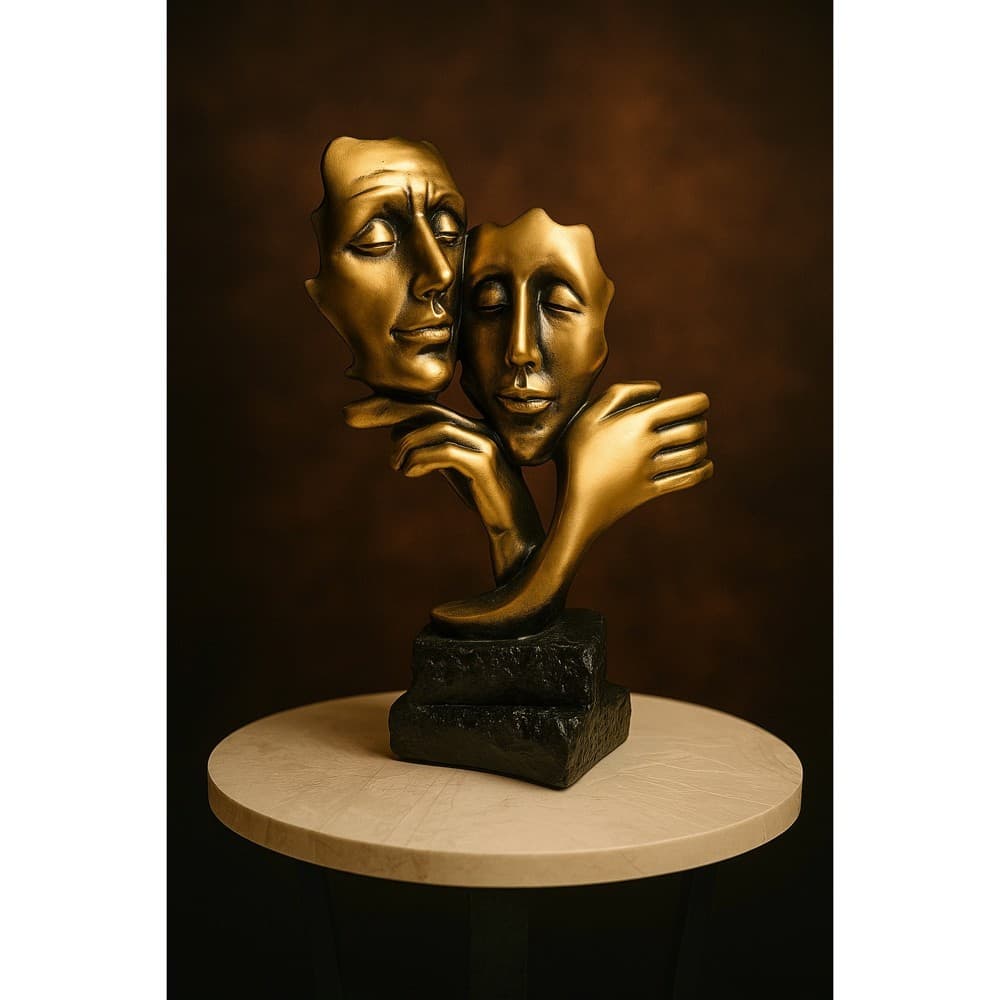 Enfeite Decorativo Casal Apaixonado GRANDE 33CM  Escultura Moderna para Sala ou Quarto Presente cor dourado envelhecido