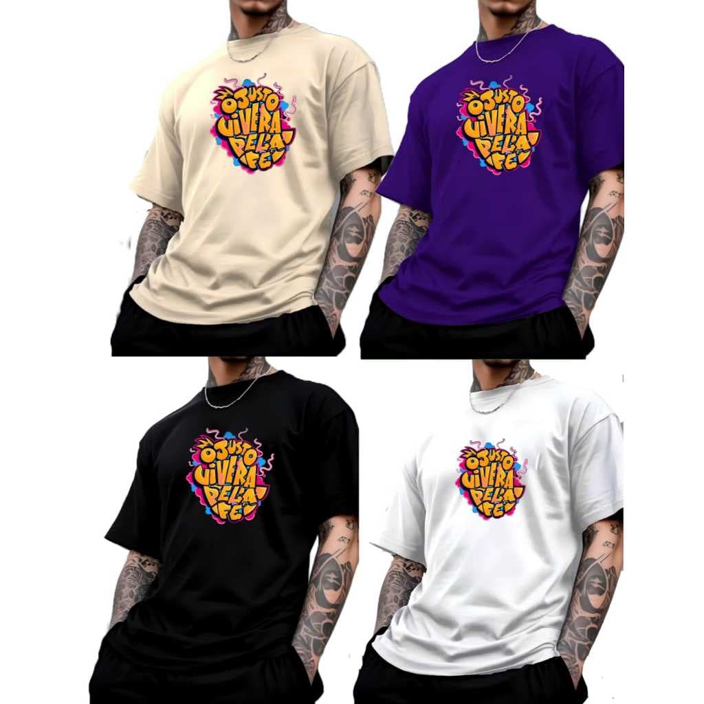 KIT 4  Camisetas  Dollars T-Shirt Masculina O Justo Pela Fé Street Wear 100% Algodão