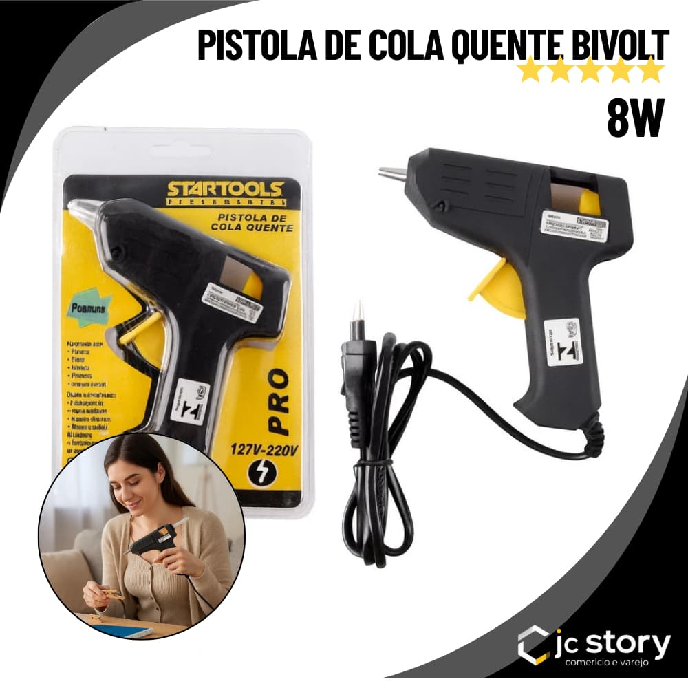Pistola de Cola Quente bivolt profissional 8w Pequena revolver cola