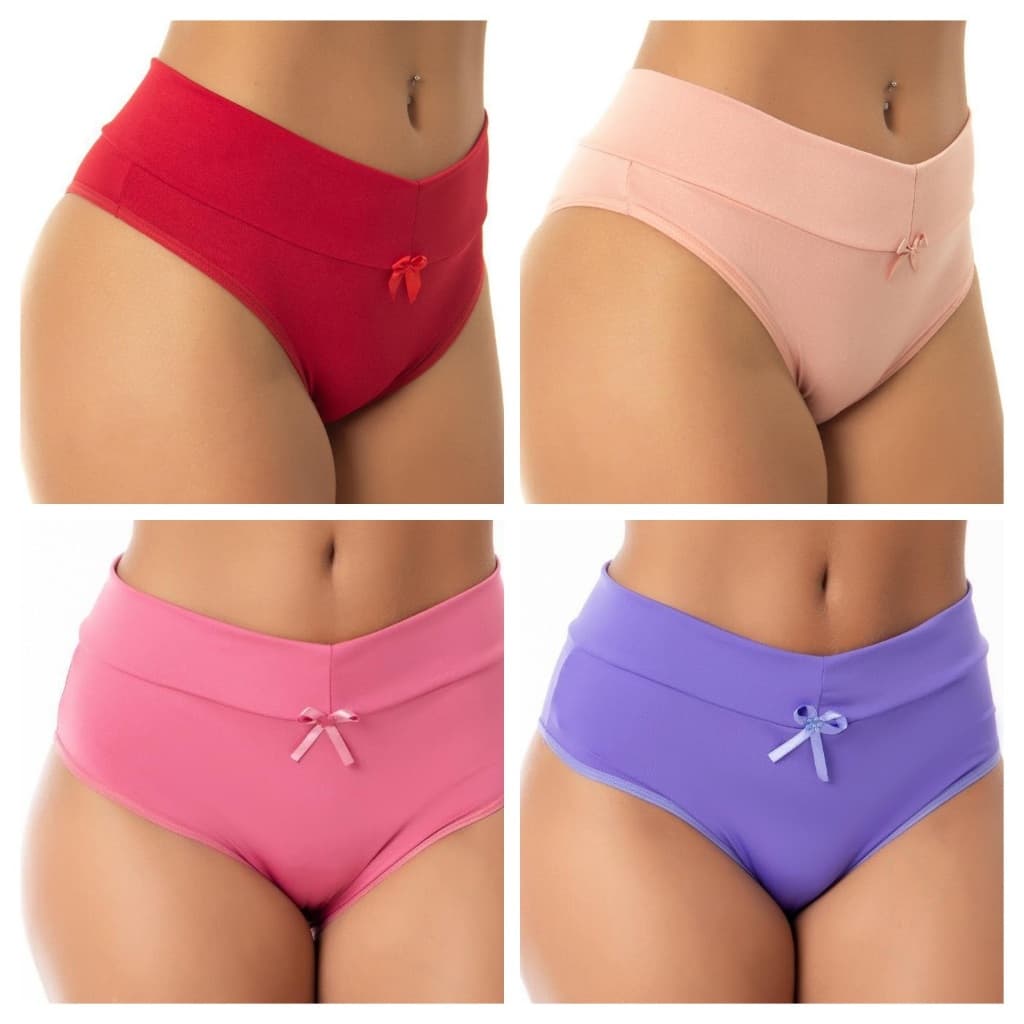 Kit 5 Calcinha Cós Alto Segura Barriga Tanga Modeladora Pós Parto