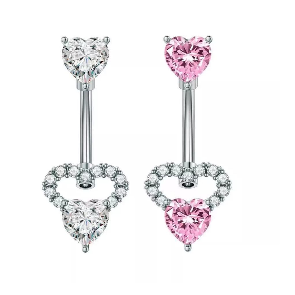 Piercing Umbigo Coração Aço inox Prata