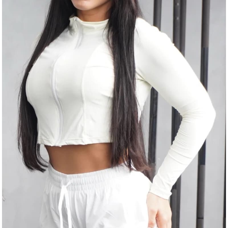 Cropped Com Manga Longa Malha Poliamida