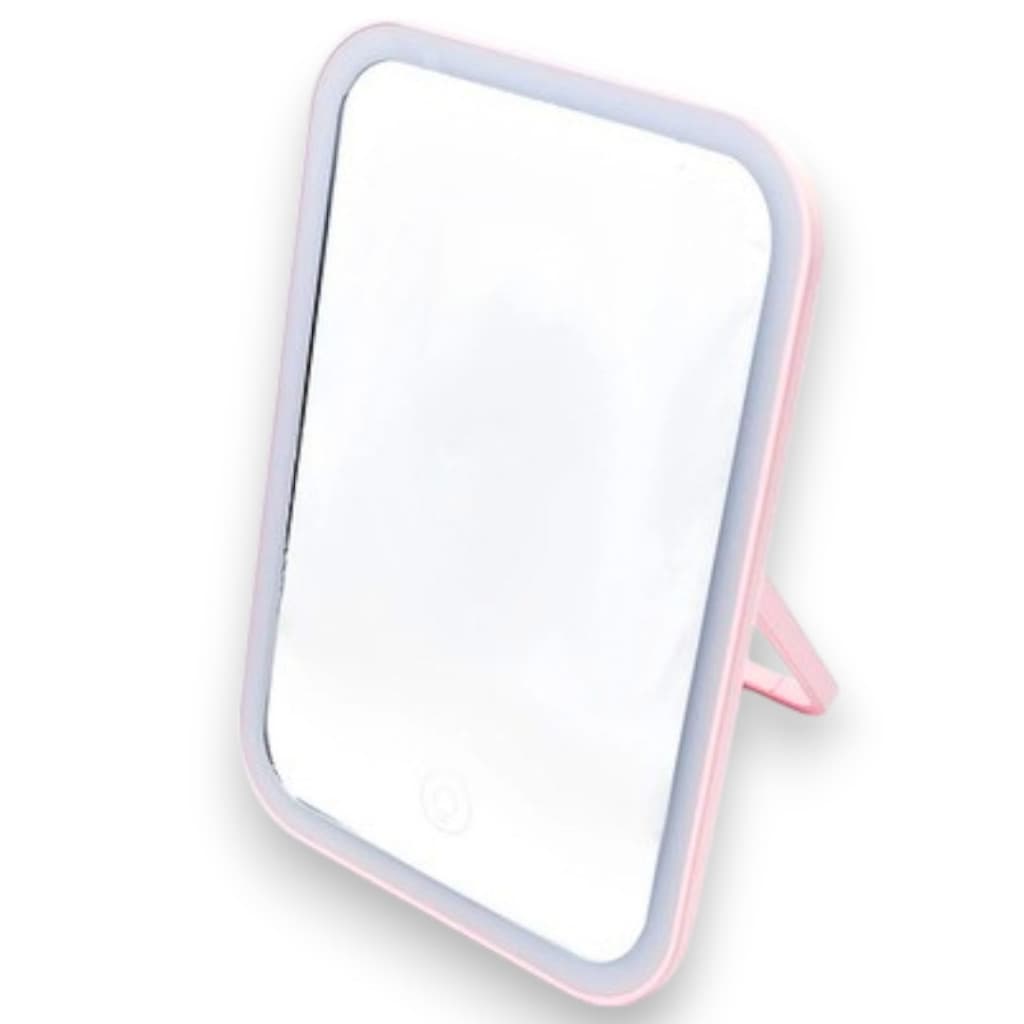 ESPELHO PARA MAQUIAR ROSA COM LUZ DE LED USB MINISO