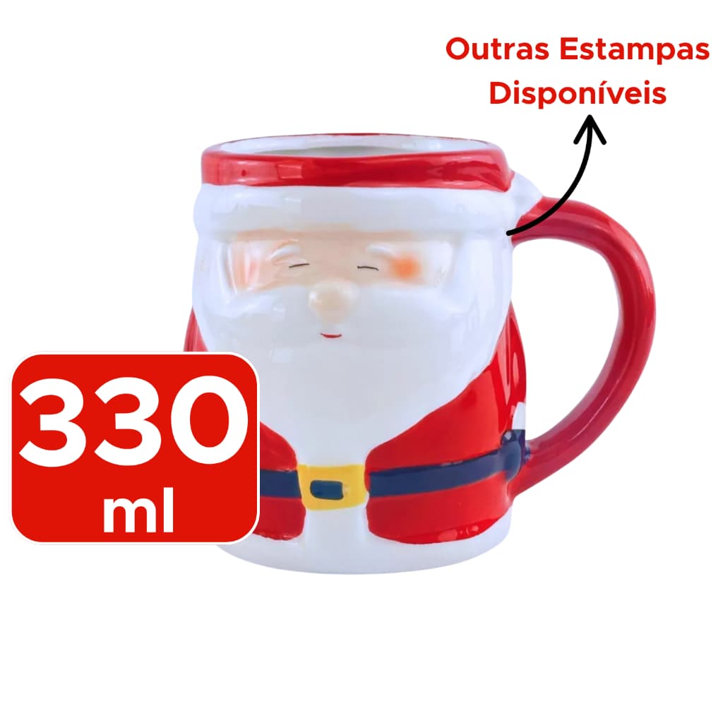 Caneca Presente de Cerâmica Personalizada Papai Noel 330ml Amigo Secreto de Natal