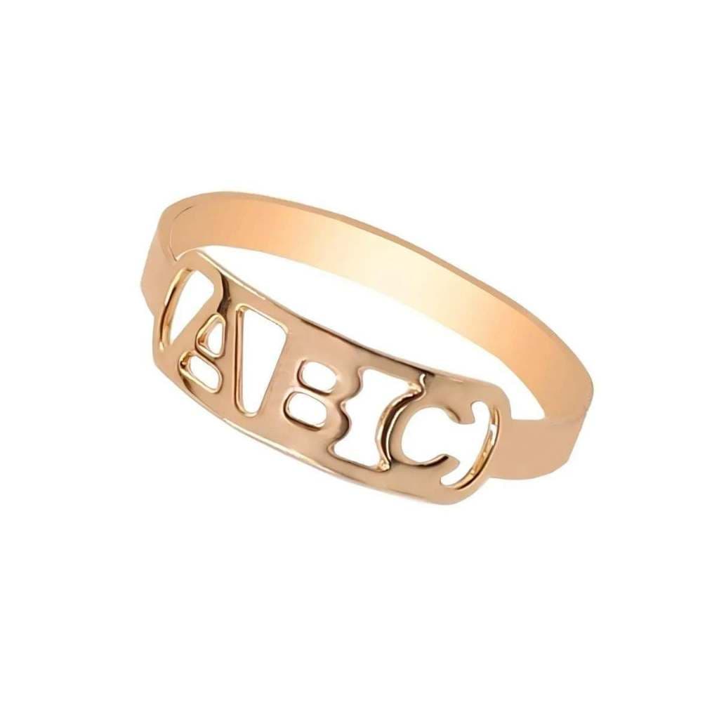 Anel de Formatura Infantil ABC Vazado Banhado a Ouro