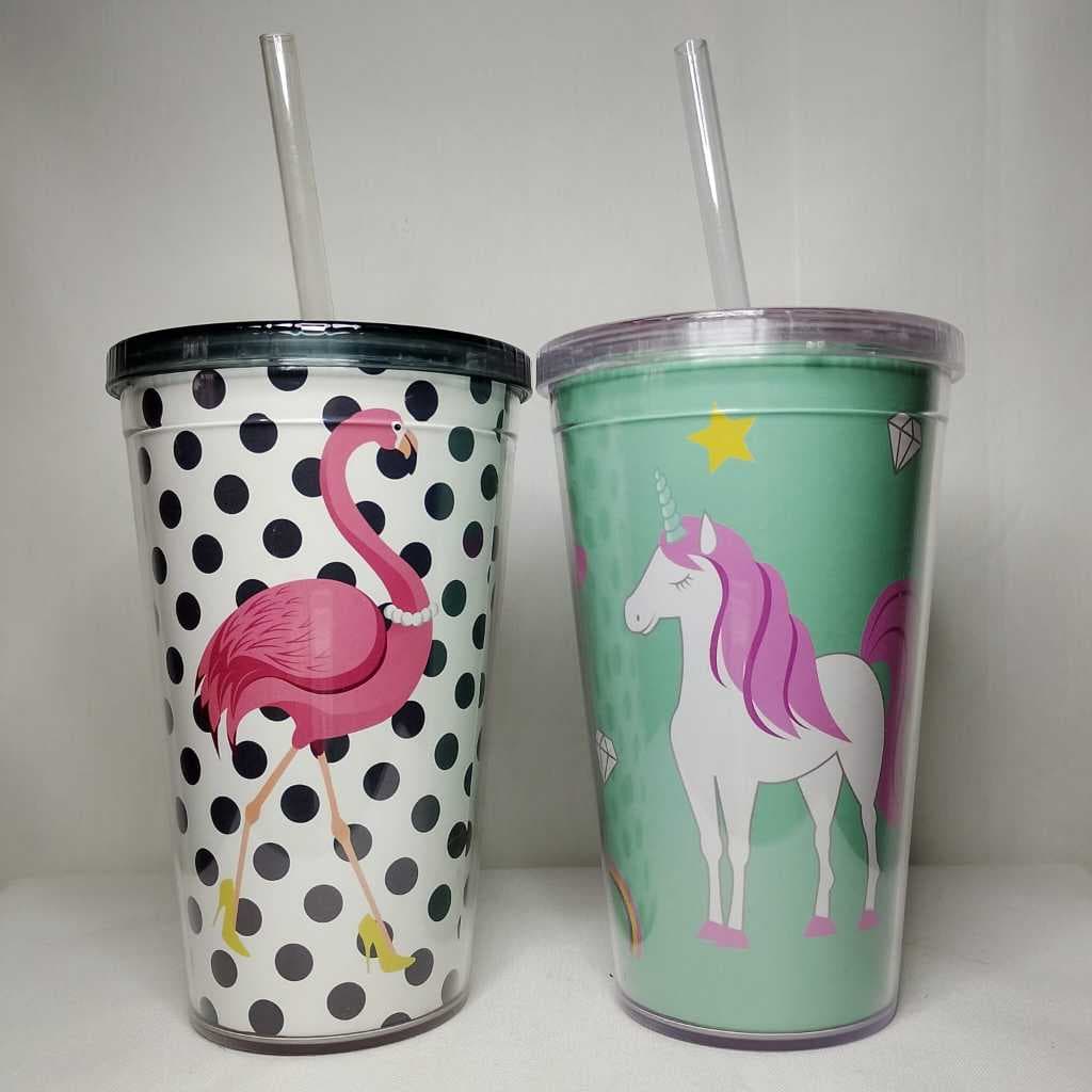 Copo Canudo Acrílico Garrafa Água e Drinks