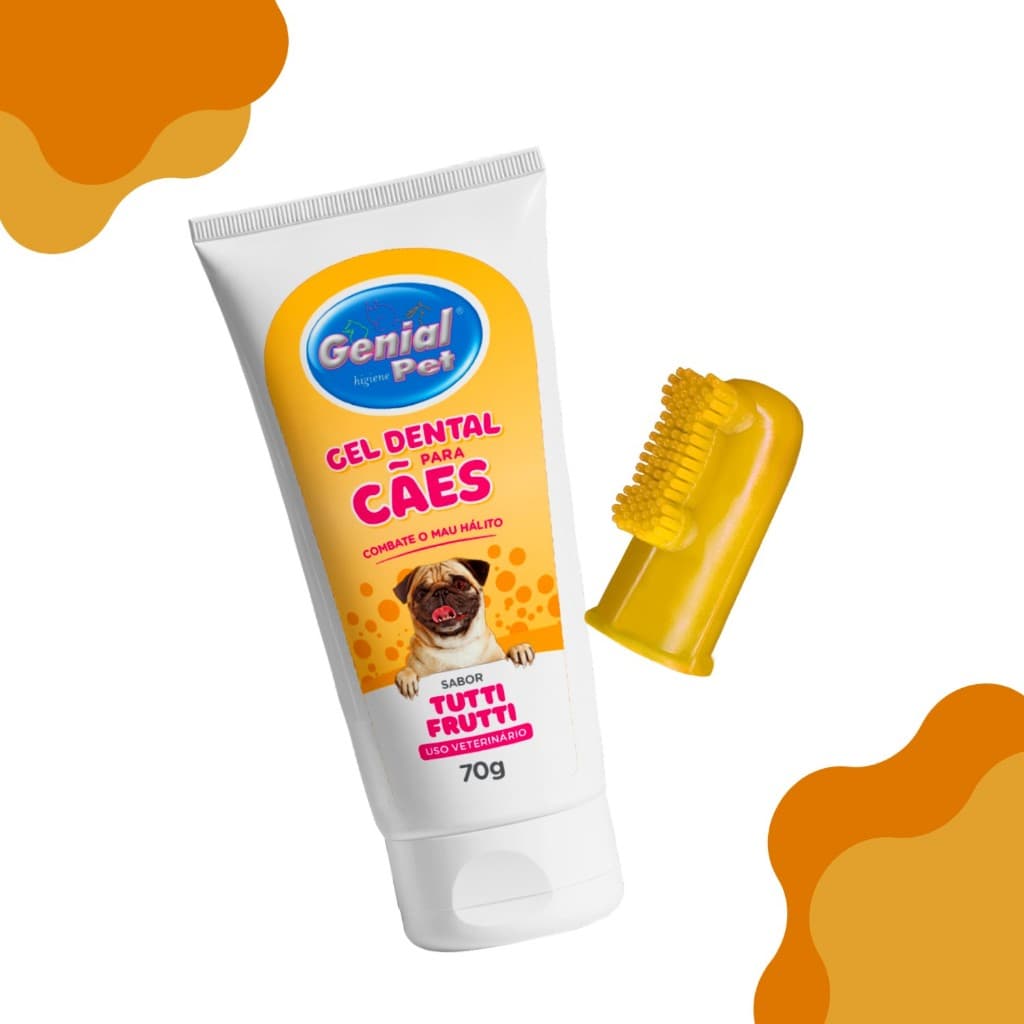 Kit Creme Dental Genial Pet + Dedeira para Cães e Gatos