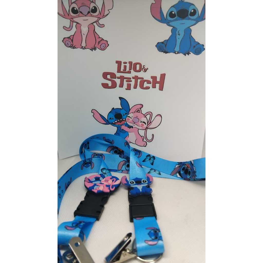💙 CORDÃO LILO STITCH + PORTA CRACHÁ ROLLER CLIP 💙