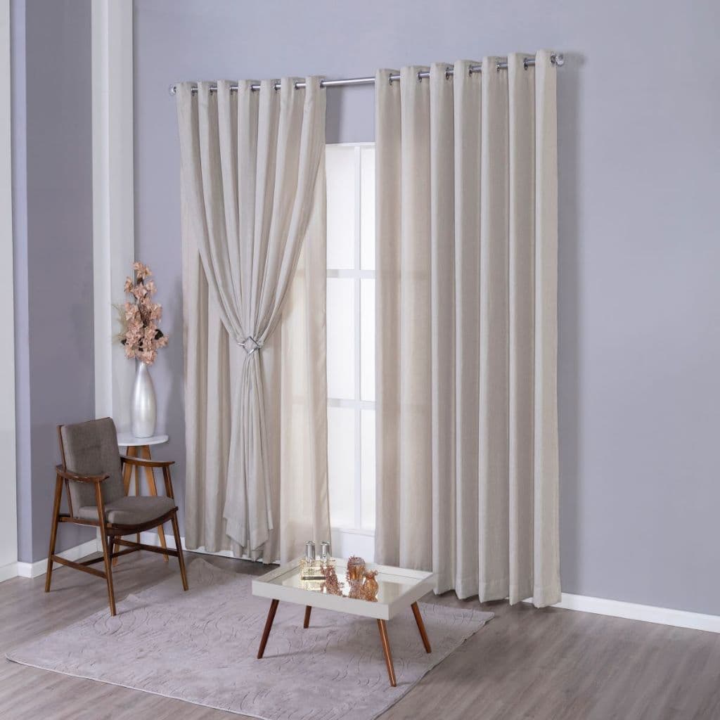 Cortina Voil Flame Linho Luxo Com Forro Microfibra 4,00m x 2,60m Varao Lançamento