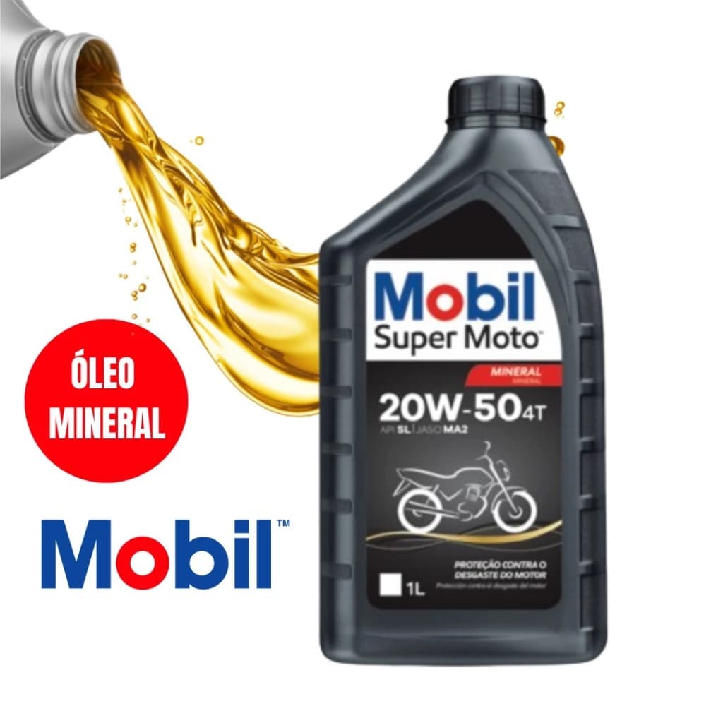 Oleo Mobil 20w50 Moto Óleo Lubrificante Motos 4t 20w50 1 Litro Mineral Super Motos Original