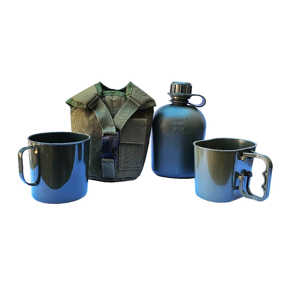 Kit Cantil Militar com Porta Cantil, Caneco e Caneca Completo