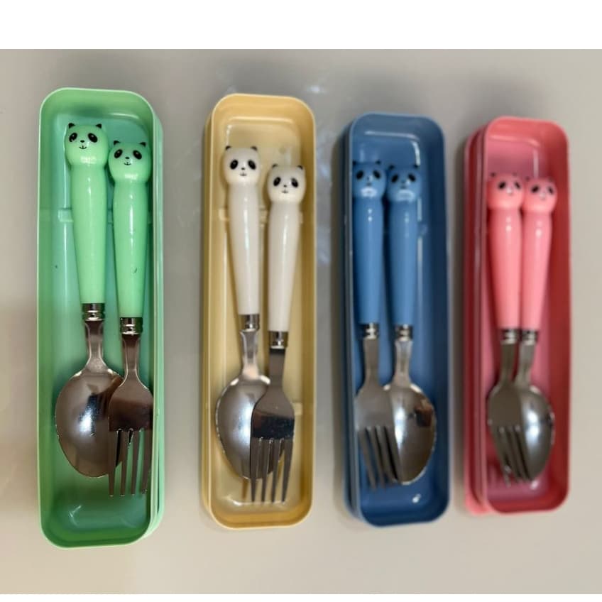 Conjunto de Talher, Garfo e Colher, Inox de Bichinho, Acompanha estojo para Armazenamento