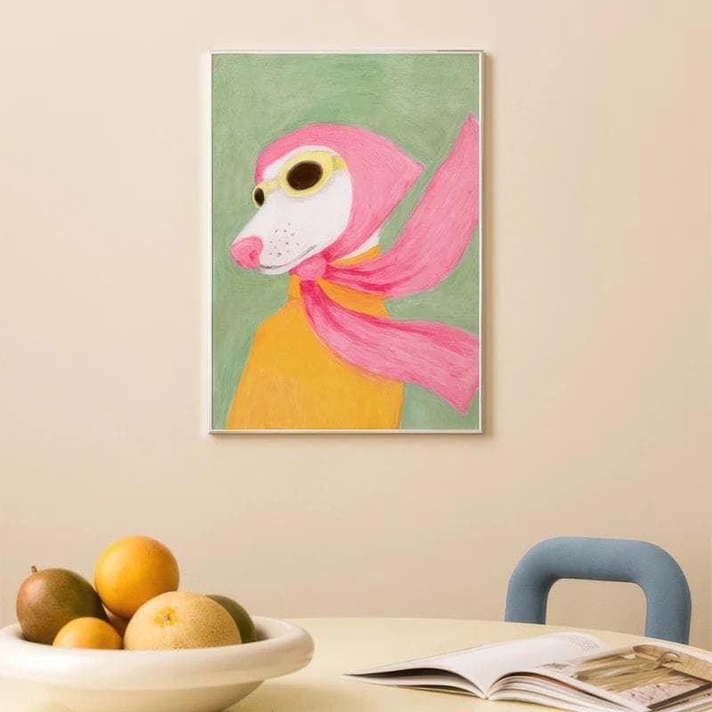 .Quadro decorativo Ilustração cachorro estiloso em fundo verde (1 peça)