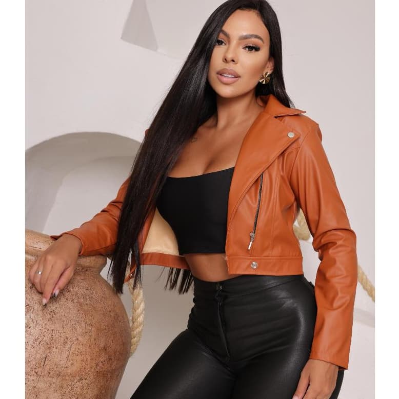 Jaqueta de Couro Feminina Moda Inverno Estilo Elegante - ENVIO IMEDIATO !!!