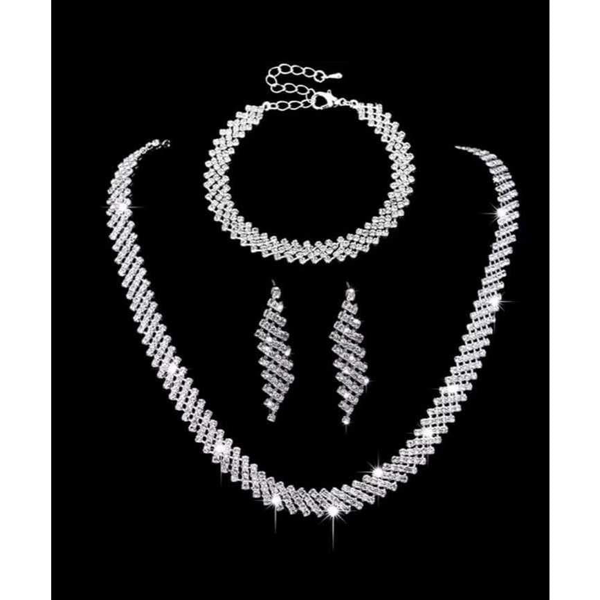 CONJUNTO COLAR BRINCOS E PULSEIRA STRASS