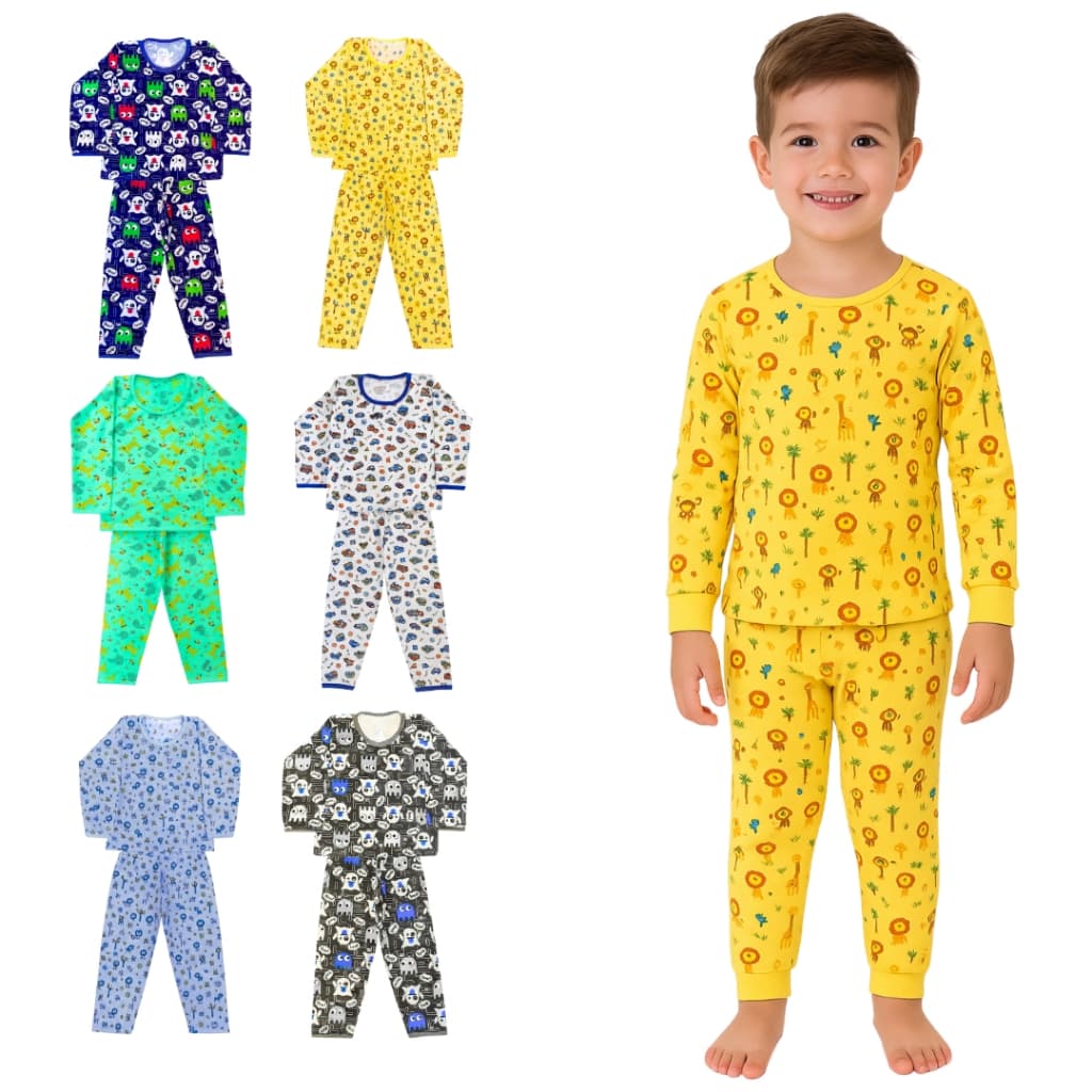 Kit 10 Peças De Pijama Infantil Menino 5 blusas + 5 Calças