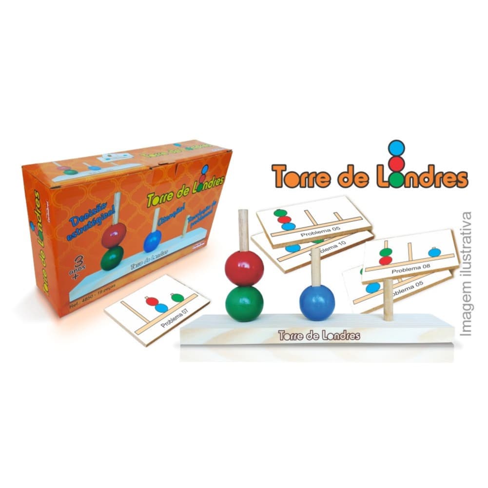 Torre De Londres Brinquedo Jogo Educativo Raciocínio Lógico 19 Peças Carimbras - ref.4850-