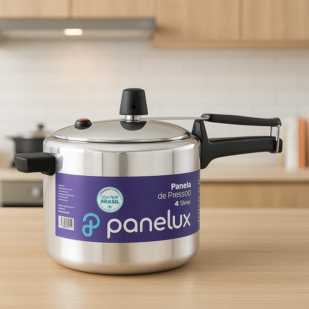 Panela de Pressão 4,5L Panelux Classic Alumínio Polido INMETRO Válvula de Segurança Cabo Antitérmico
