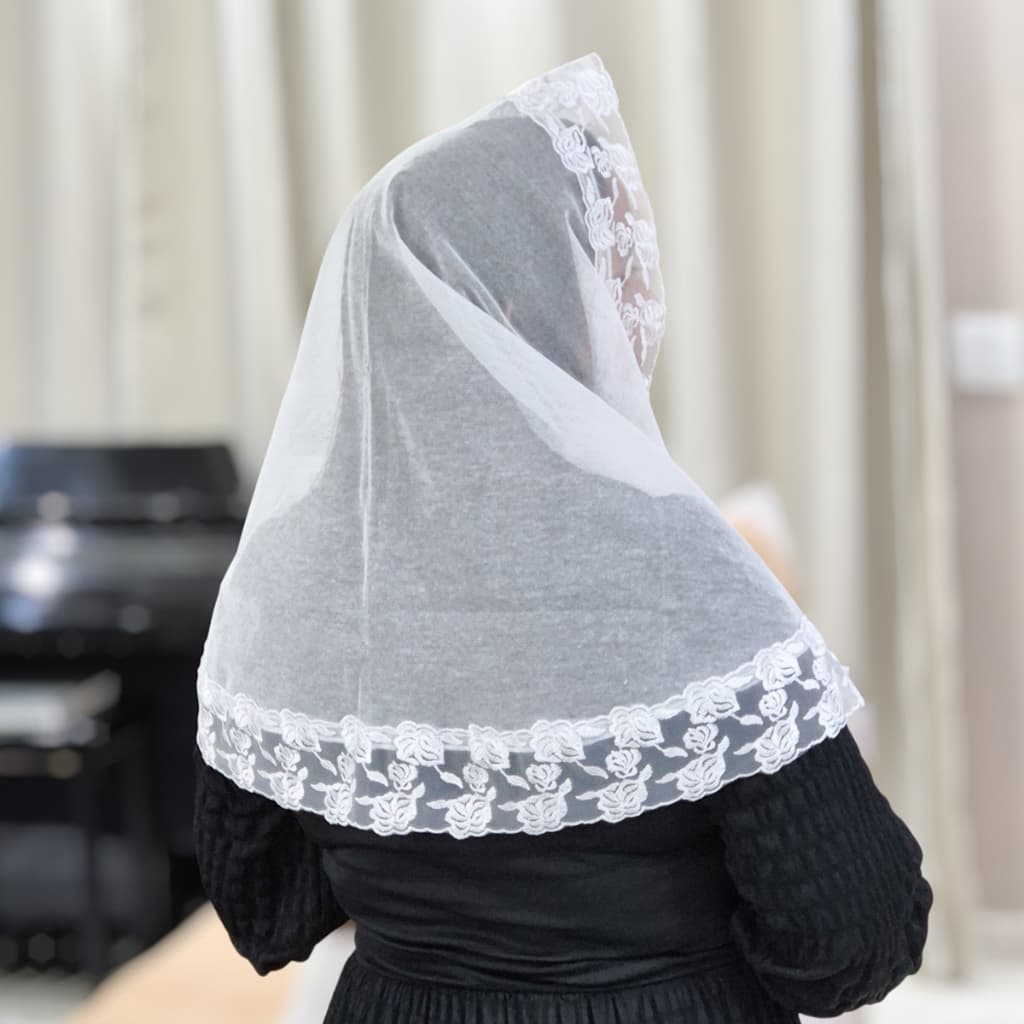 Véu Ccb Congregação Cristã Renda Organza Floral Adulto (mod. Maitê)