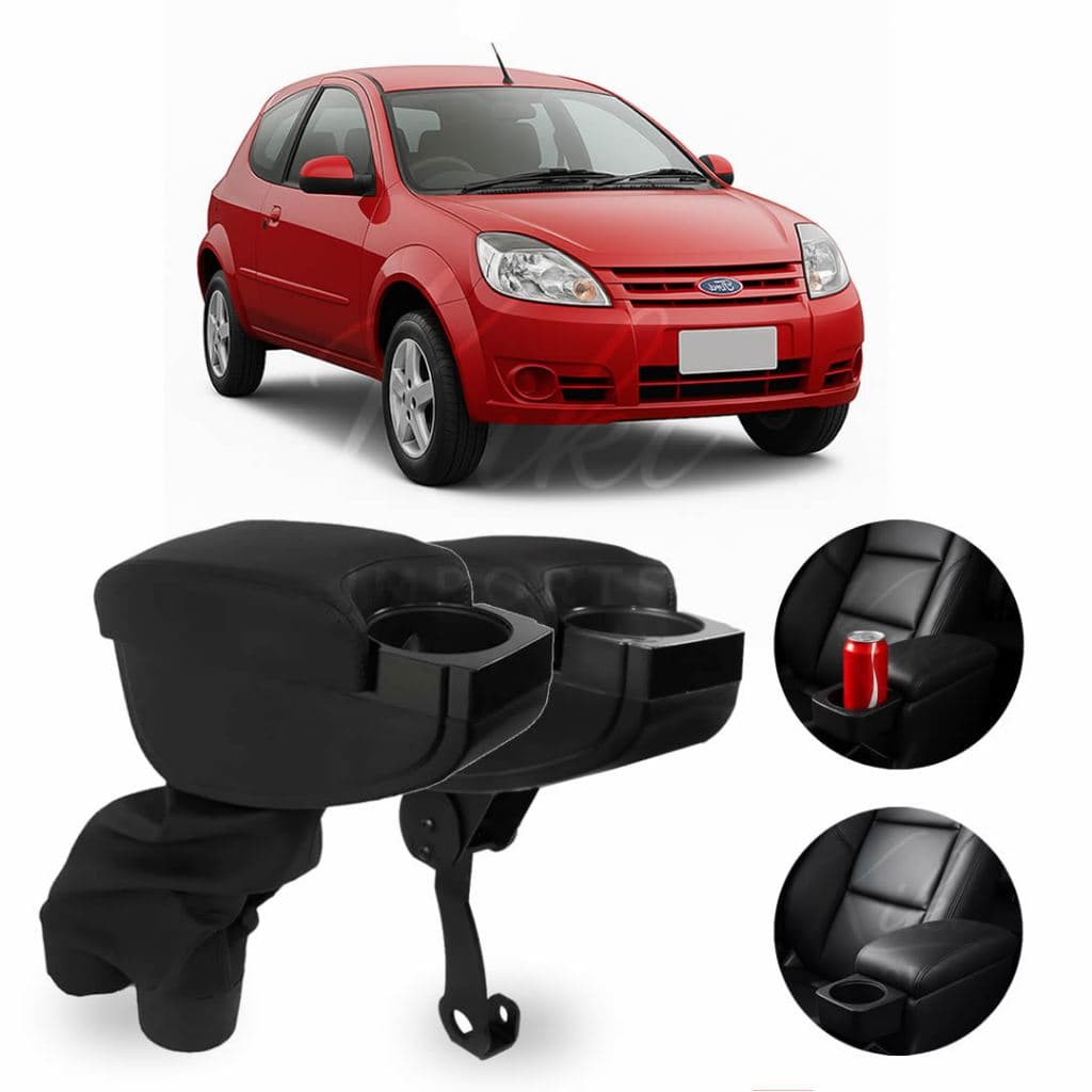 Apoio de Braço Ford Ka 2008 a 2013 C/ Porta Copos Banco Motorista e Porta Objetos Premium